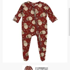 GiGi and Max Christmas Santa Footie Bamboo Pajamas 6 months NEW